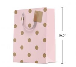 SAC CADEAU LARGE - ROSE POIS OR